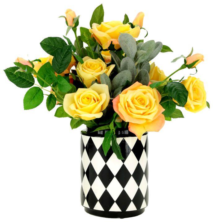 Rose Floral Arrangement in Vase - 16 Inches