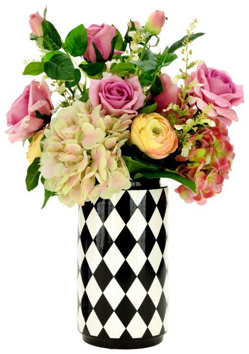 Hydrangea and Rose Arrangement in Vase - 19.5 Inches
