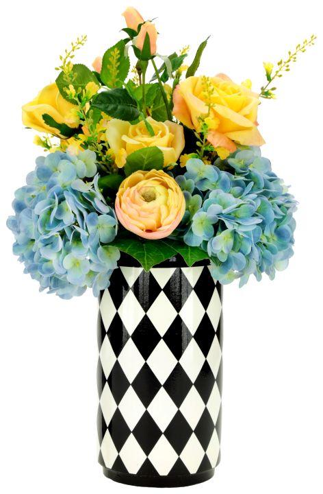Hydrangea and Rose Arrangement in Vase - 19.5 Inches